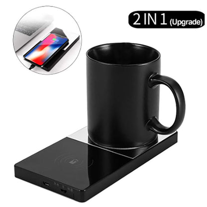 Chauffe-tasse et chargeur sans fil 2 en 1 BenZvibe HeatCharge™ – Chauffe-boissons intelligent 55 °C pour la maison et le bureau