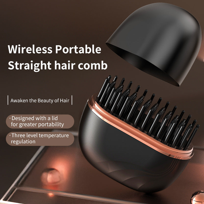 BenZvibe GlowSmooth™ Wireless Mini Hair Straightening Comb – Portable 3-Speed Ceramic Styling Brush