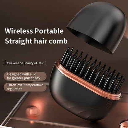 BenZvibe GlowSmooth™ Wireless Mini Hair Straightening Comb – Portable 3-Speed Ceramic Styling Brush