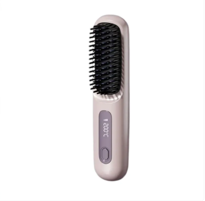 BenZvibe 2-in-1 Wireless Hair Straightener Brush – Fast Heating Portable Hot Comb & Curler with USB Charging