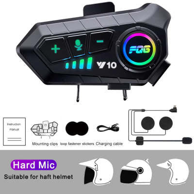 BenZvibe Helmet Bluetooth Headset Y10 – Built-in Intercom, Waterproof, Integrated Motorcycle Wireless Headset